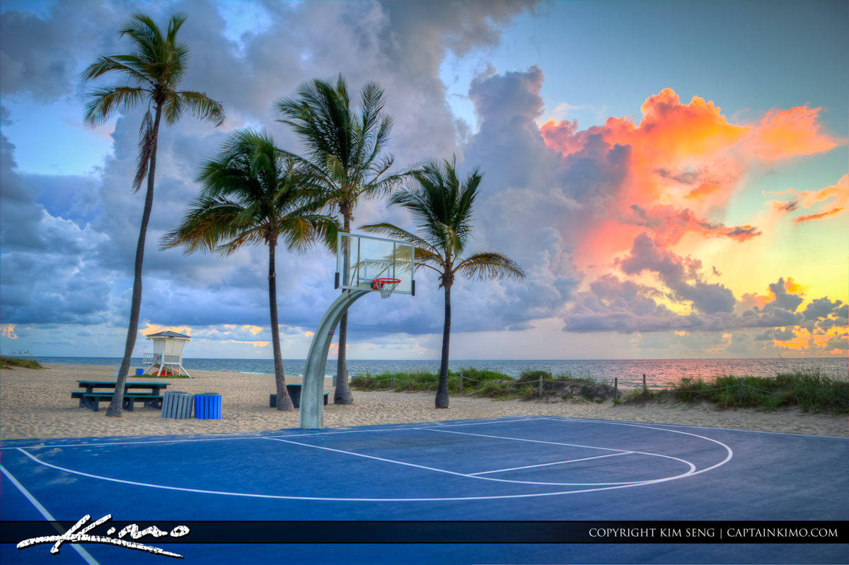 Basketball Court at Beach Fort Lauderdale Beach Park | HDR Photography