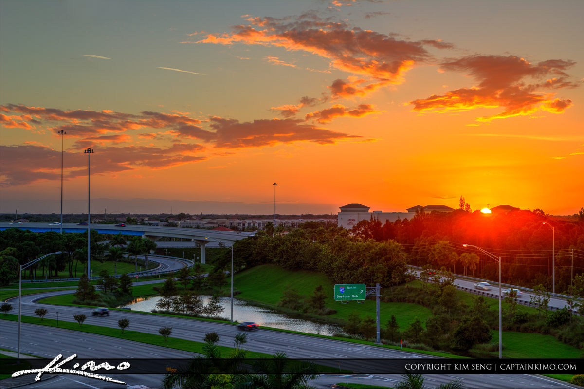 PGA Blvd Sunset Over Palm Beach Gardens