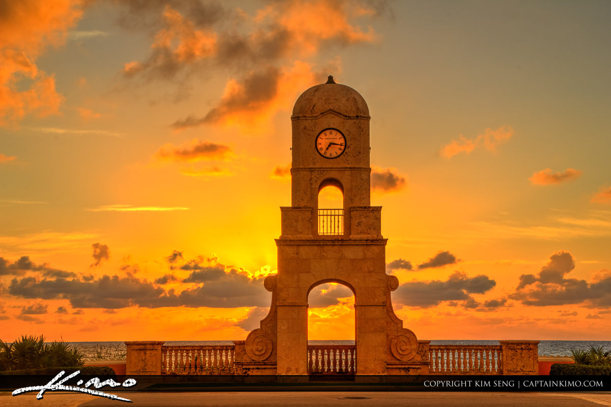 Golden Sunrise at Clock Tower Worth Avenue Palm Beach
