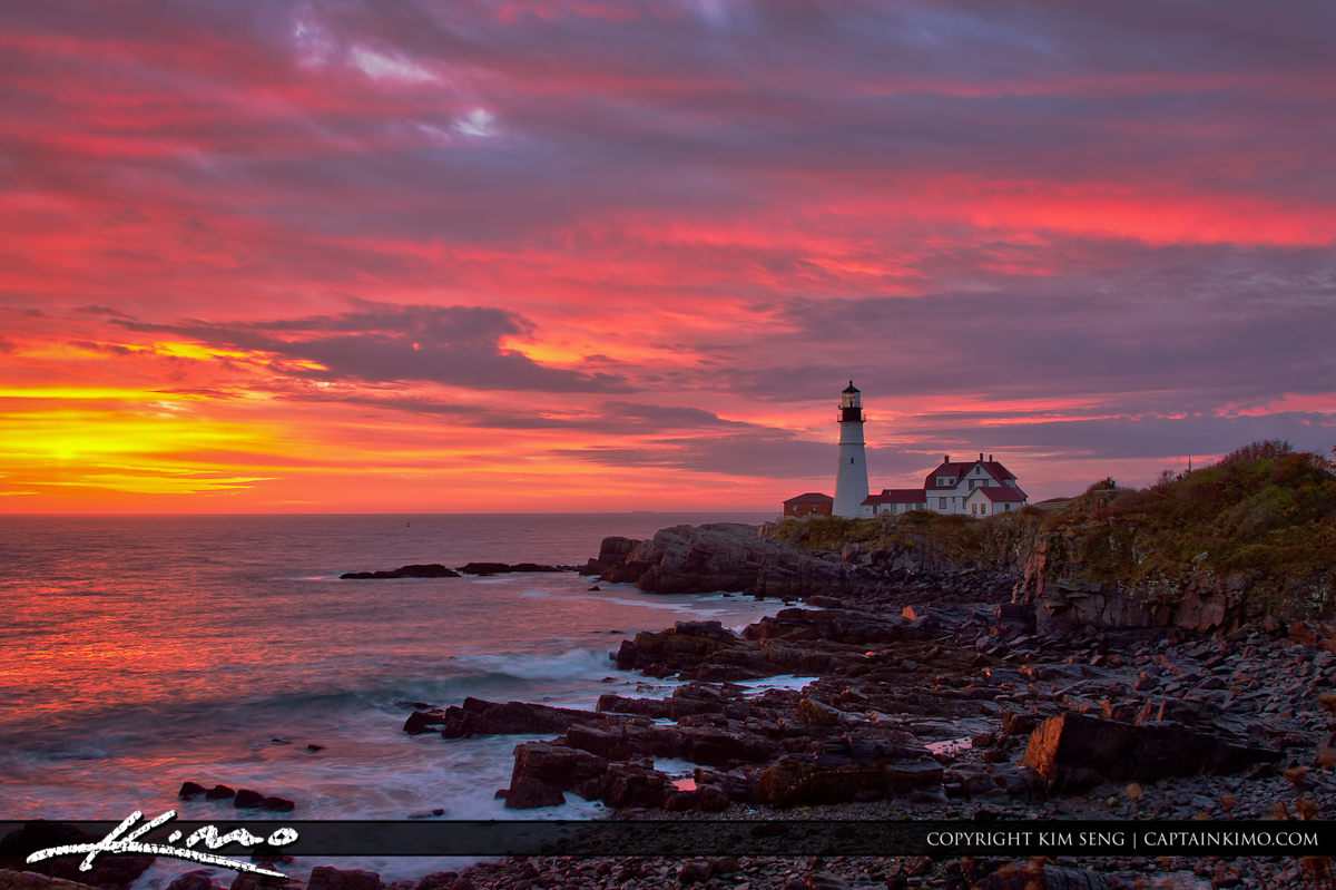 Pink Sky at Sunrise Portland Maine Head Light