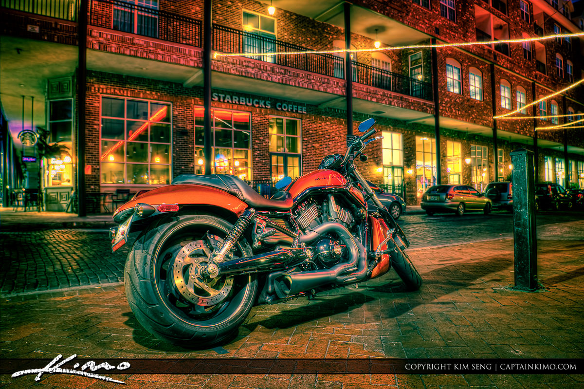 Orange Harley Motorcycle Downtown Gainesville Florida