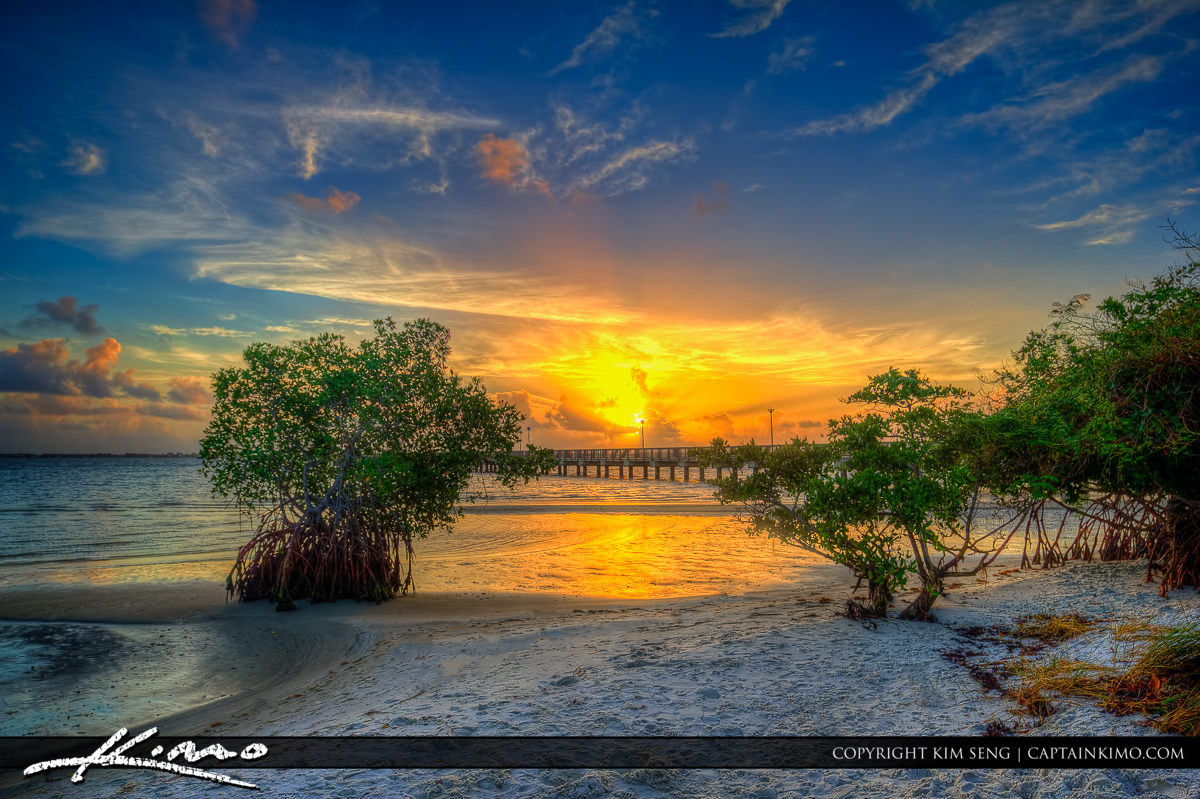 Indian Riverside Park during sunrise over Indian River Lagoon