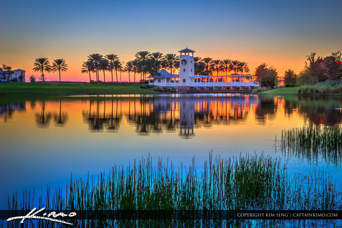 Tradition Tower at Lake During Sunset Port St Lucie Florida