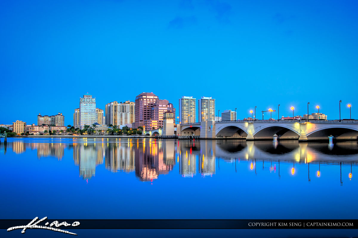 West Palm Beach Blue Night Skyline