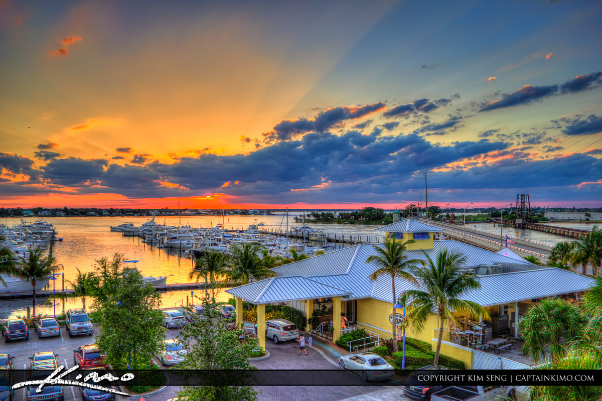 Stuart City Florida Sunset Over Marina