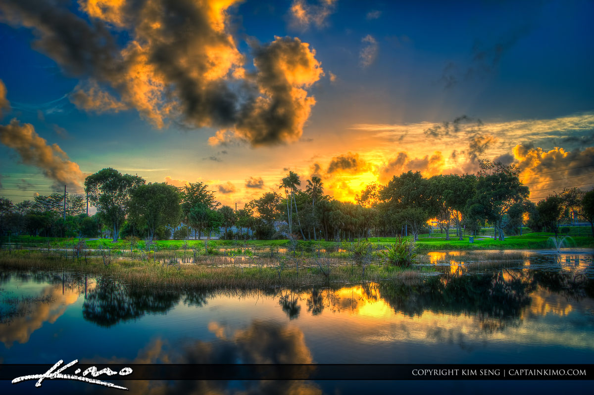 Dreher Park Sunset at Lake West Palm Beach
