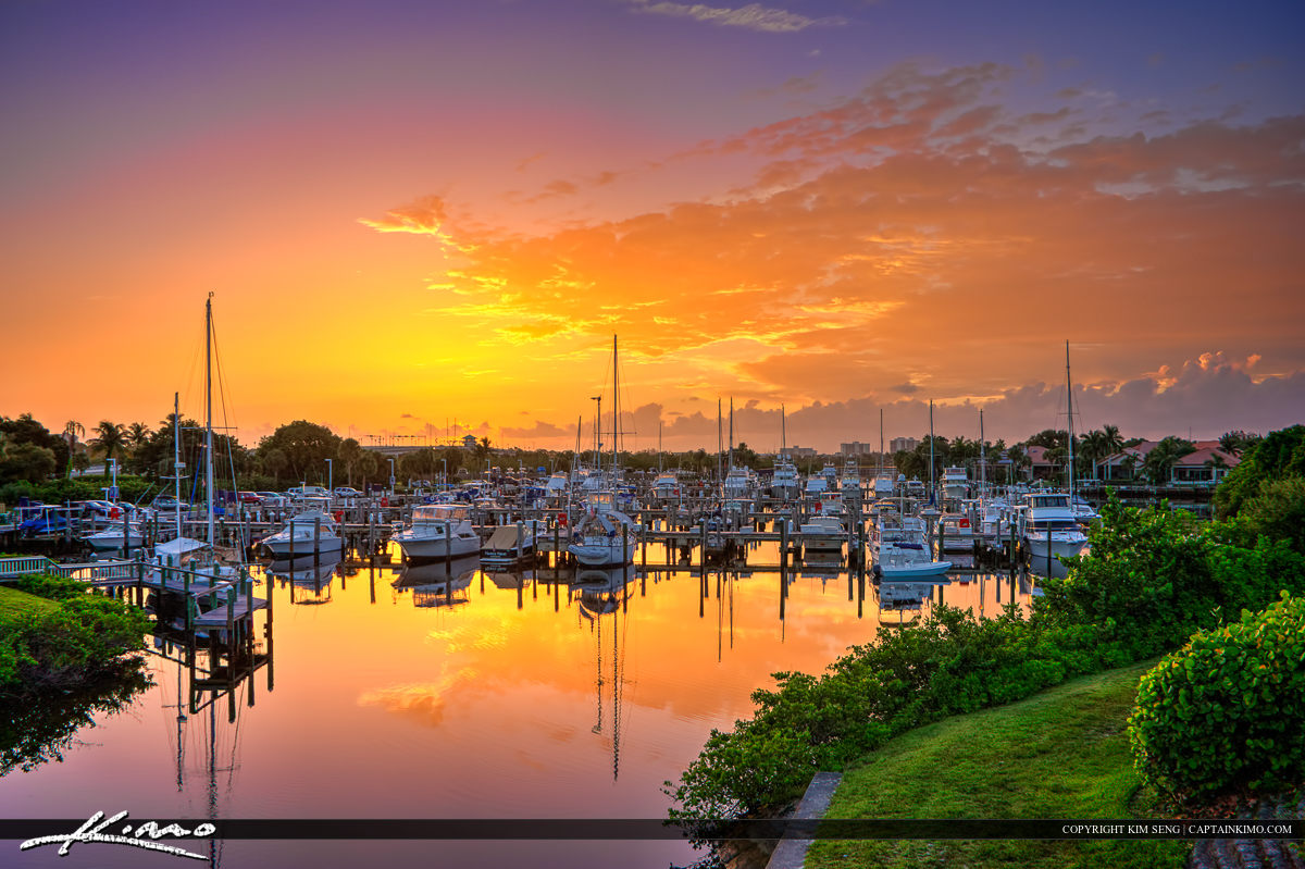 HDR Photography Sailboats at Marina Sunrise Florida
