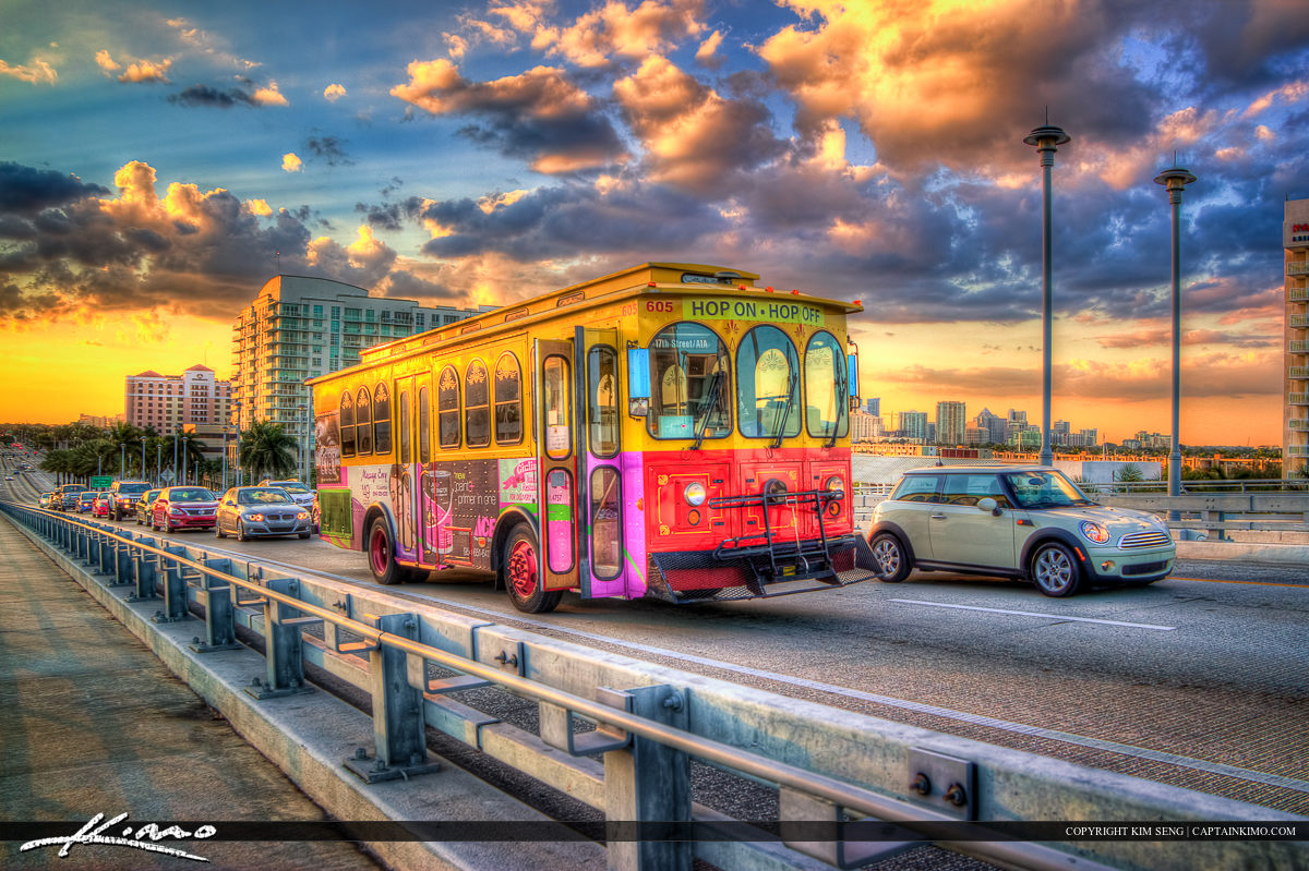 HDR Photography Trolly Fort Lauderdale Bus Ride