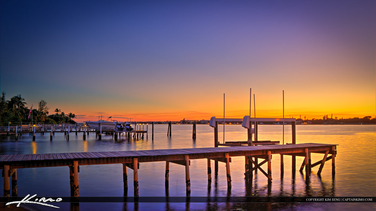 Lantana Dock at Lake During Sunset