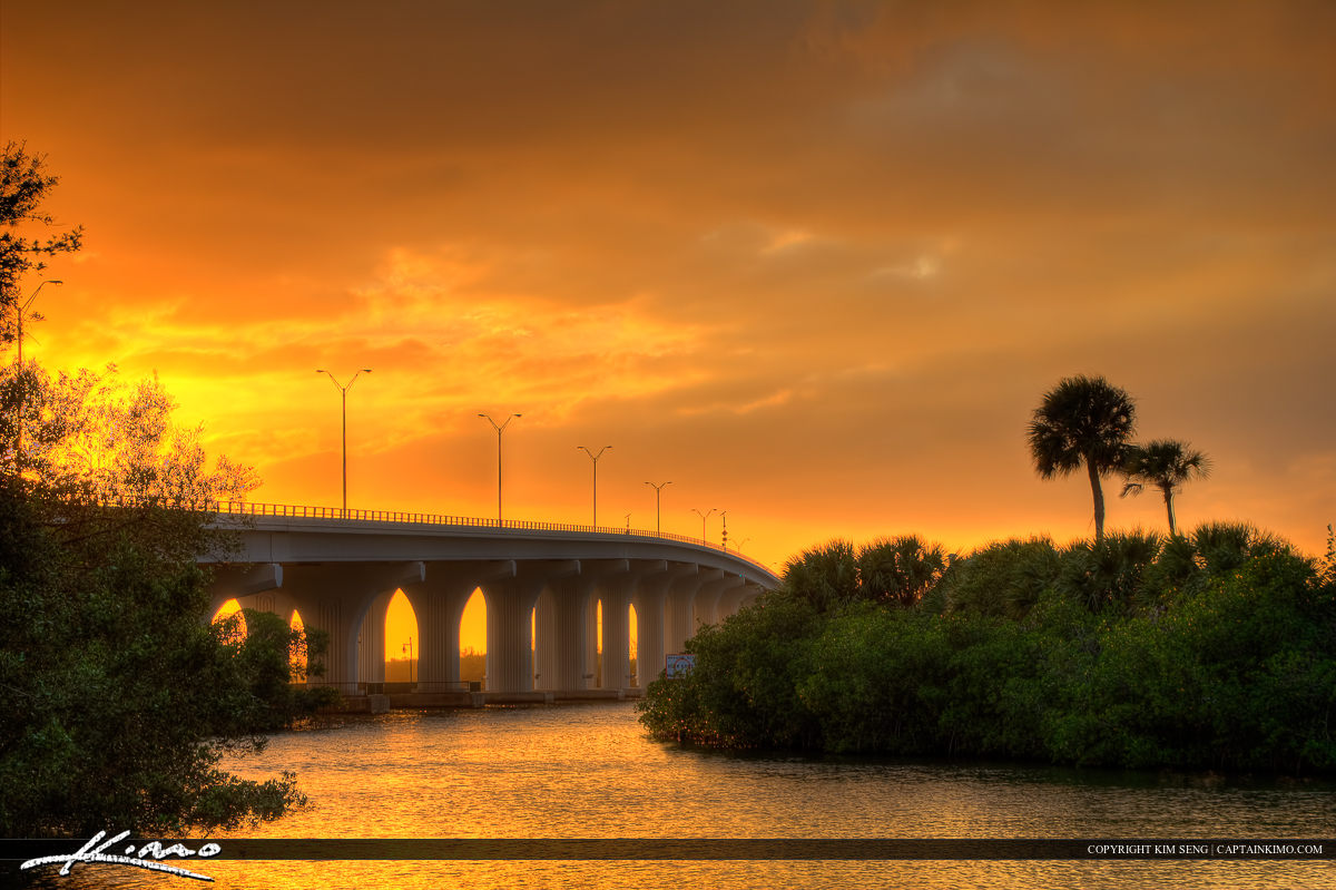 Vero Beach Merril P Barber Bridge Sunset at Lagoon