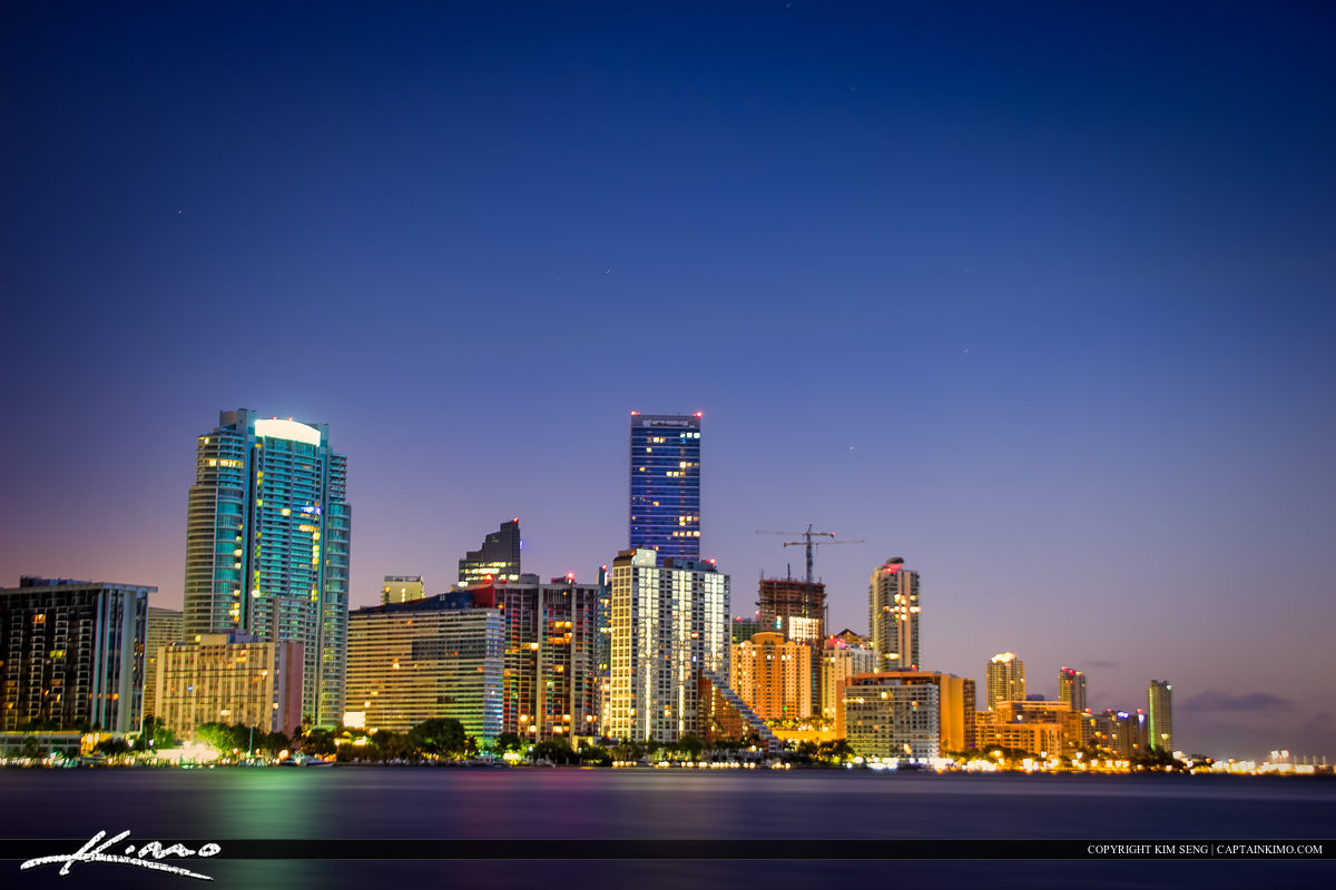 Miami City Skyline from the Park in Key Biscayne | HDR Photography by