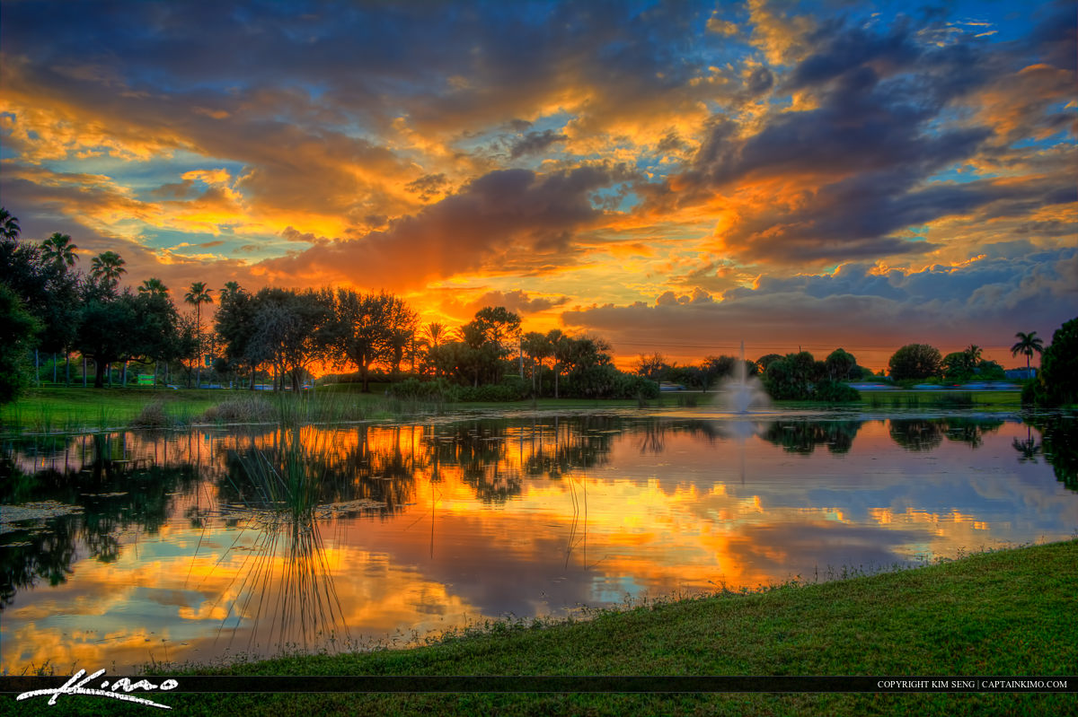 Palm Beach Gardens Sunset at Lake HDR Photography
