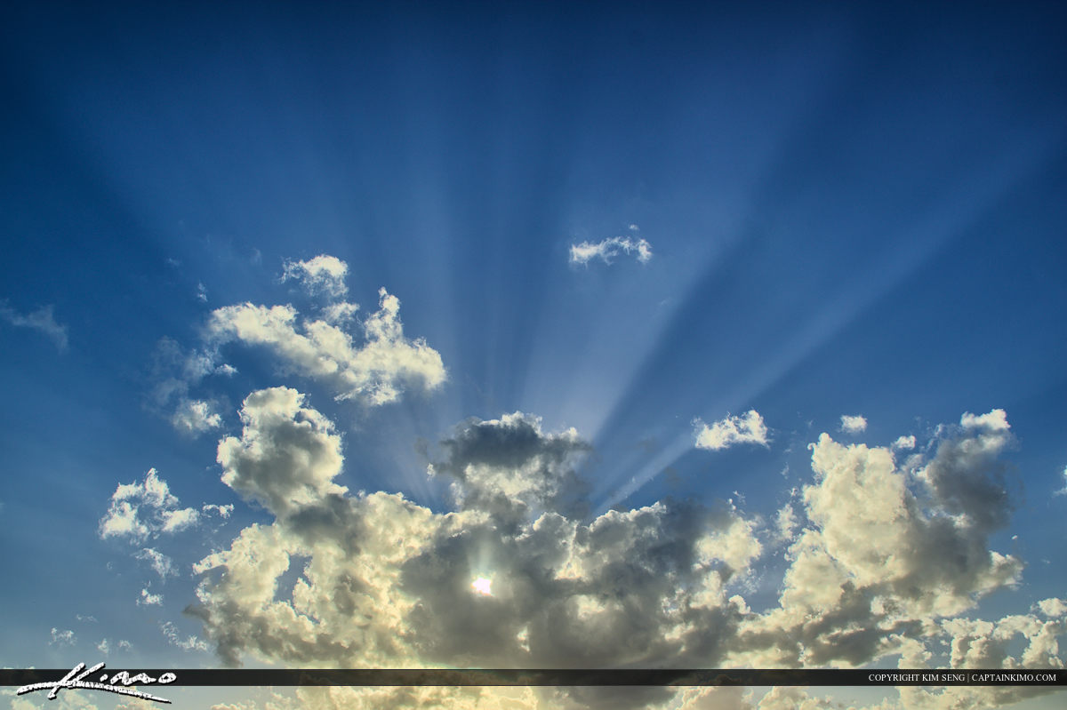 Sunray from Heaven Through Cloud in Sky