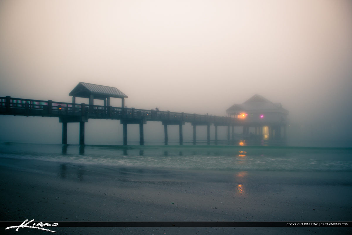 Clearwater Pier 60 Foggy Evening in Pinellas County Florida