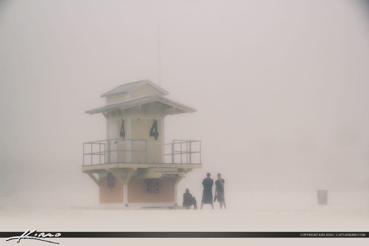 Lifeguard Tower at Beach Covered in Fog Clearwater Florida Pinel
