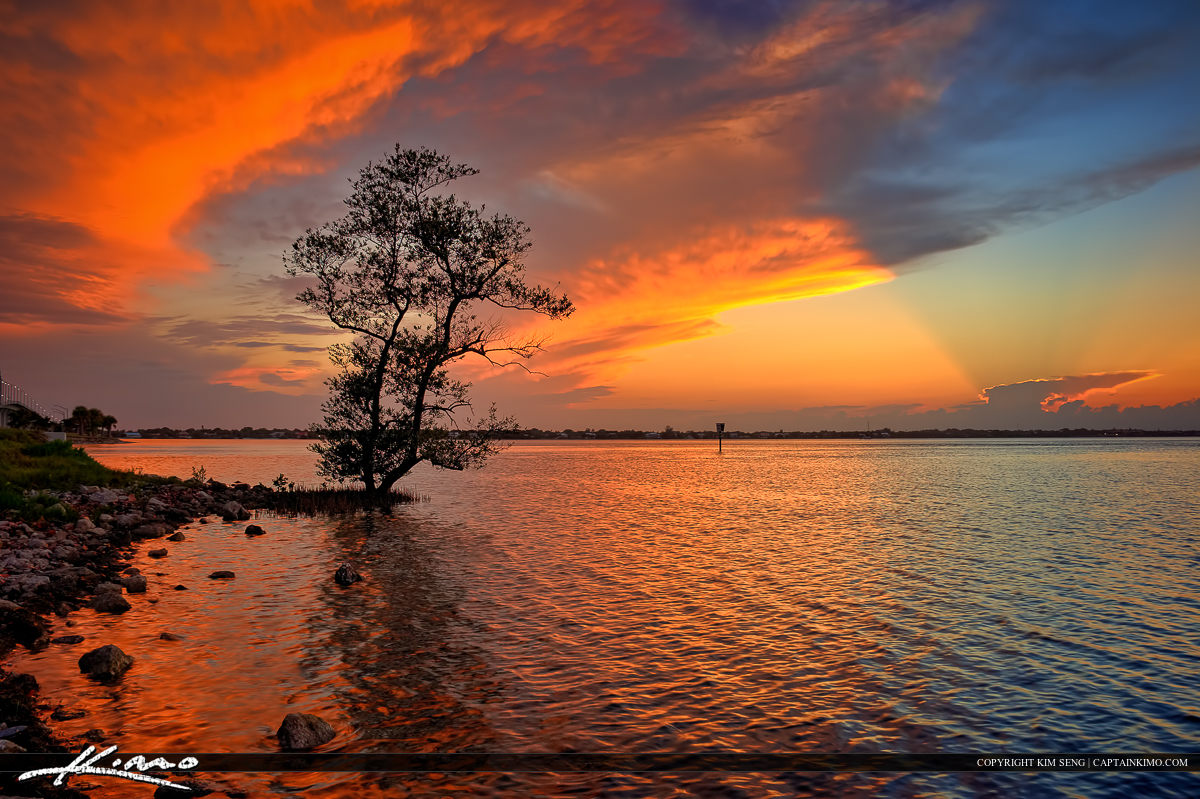 Sunset Over Waterway in Stuart Martin County Florida