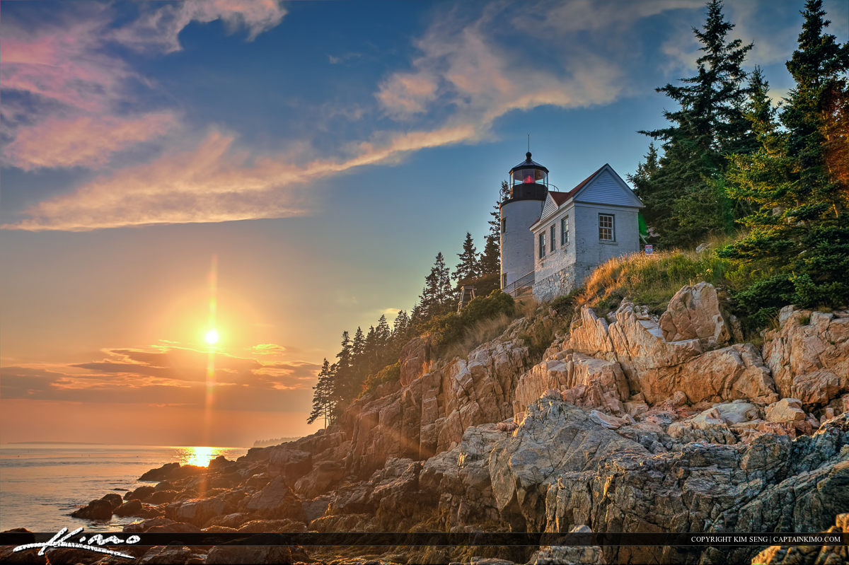 Bass Harbor lighthouse During Sunset at Acadia National Park Maine