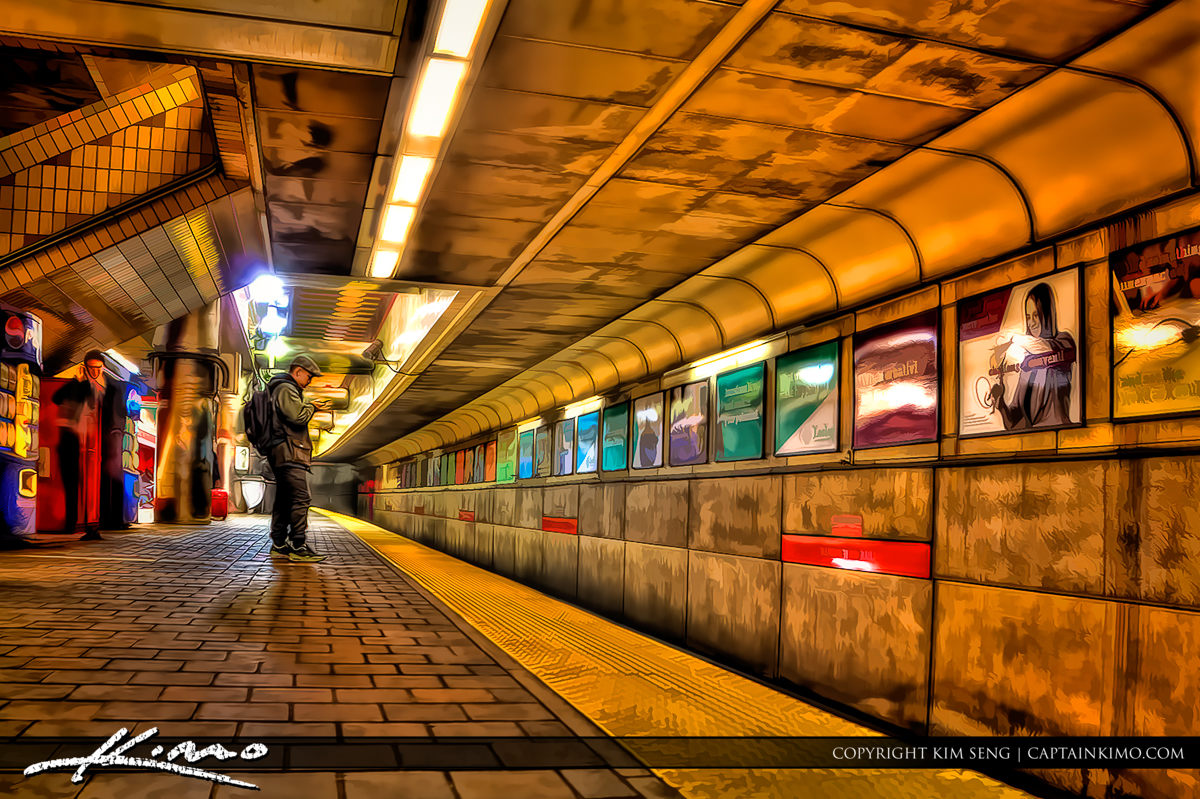 Boston Subway Wating for T Train