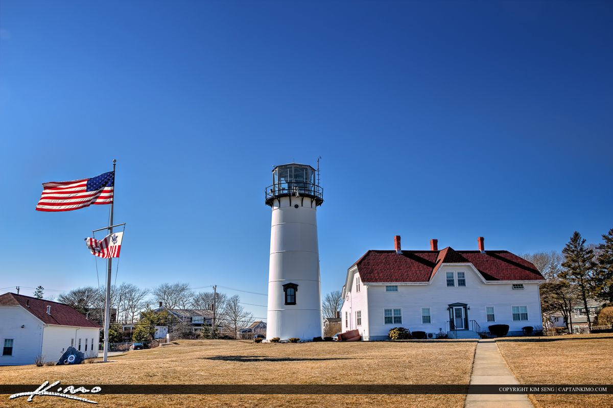 Chatham Lighthouse Cape Code American Flag