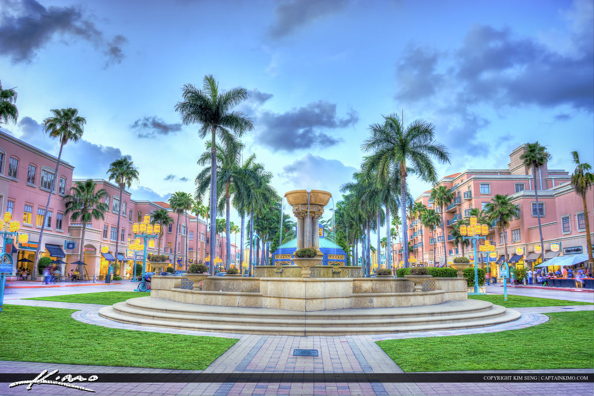 Mizner Park Water Fountain Boca Raton City Downtown