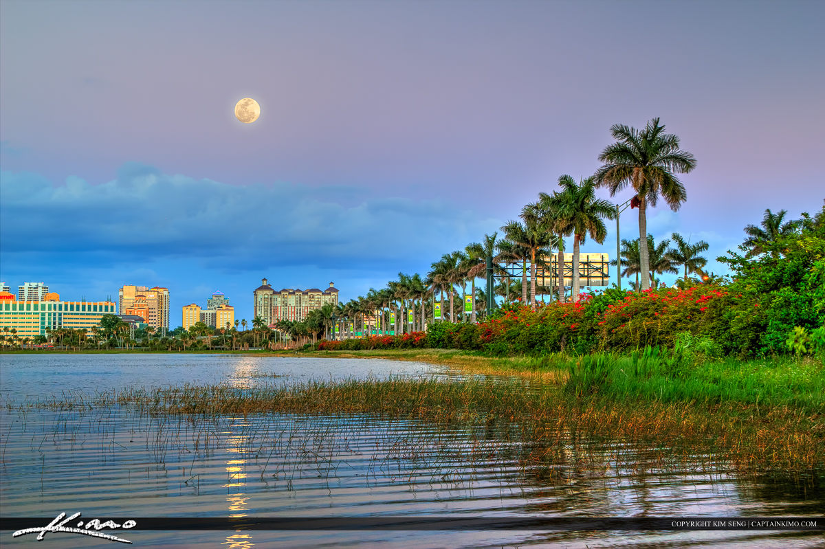 Moonrise Over West Palm Beach Skyline