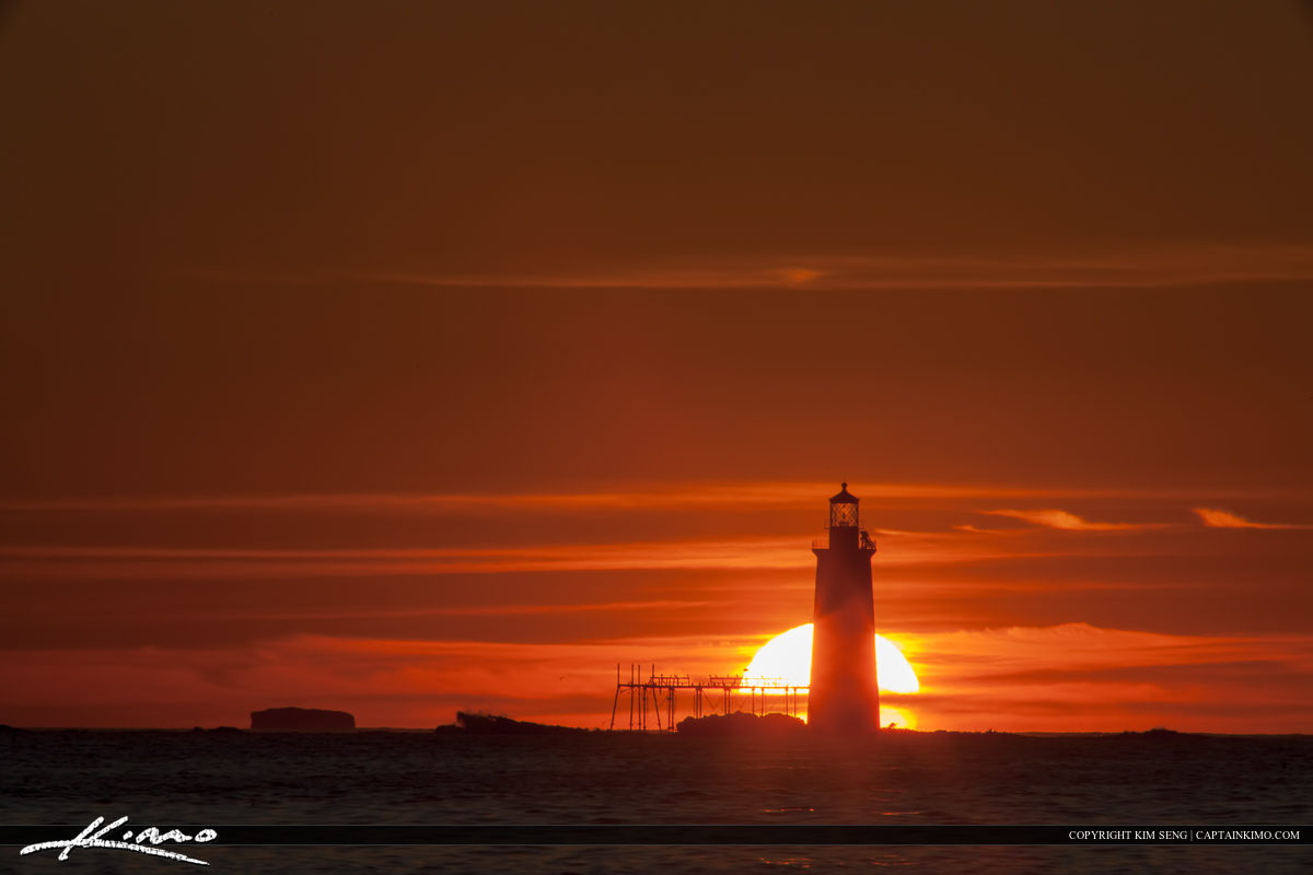 Ram Island Lighthouse Cape Elizabeth Firey Sunrise