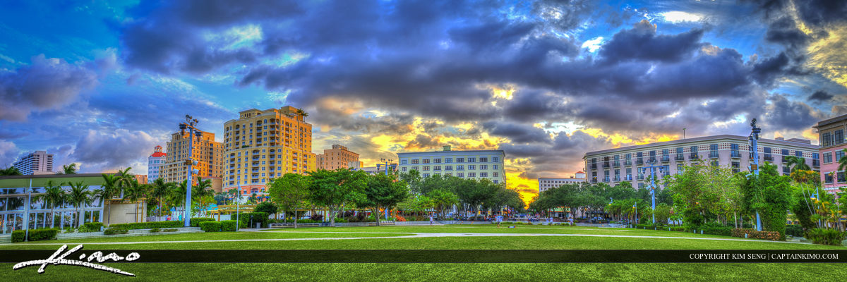 Sunset at Flagler Park in Downtown West Palm Beach
