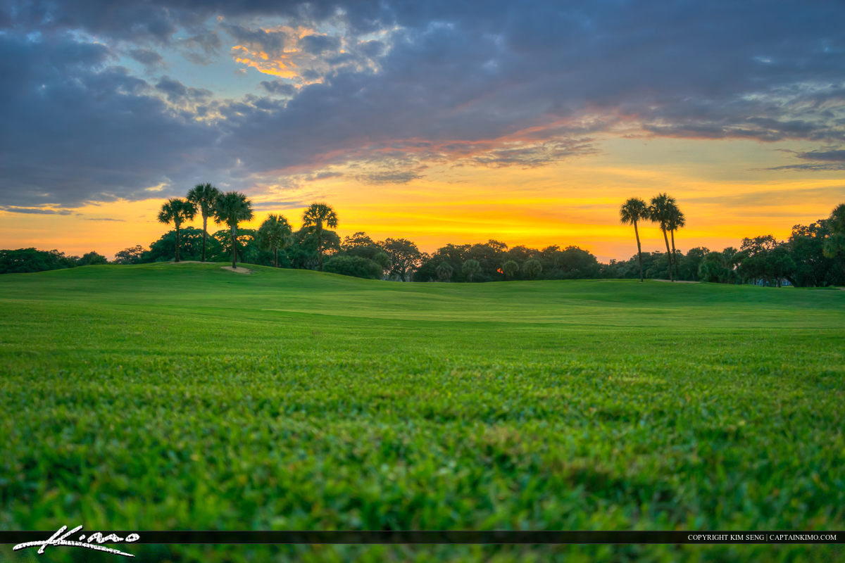 Green Grass Sunset at Golf Course