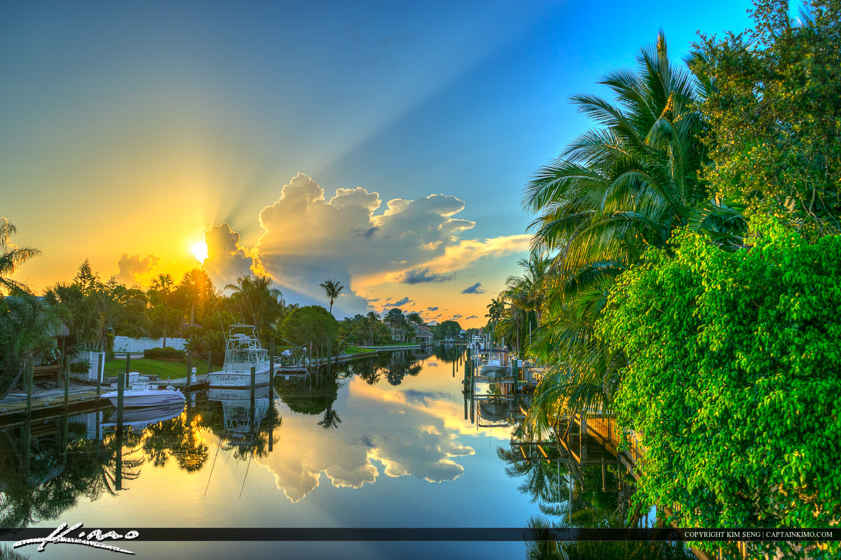 Sunrise Over Canal in Palm Beach Gardens