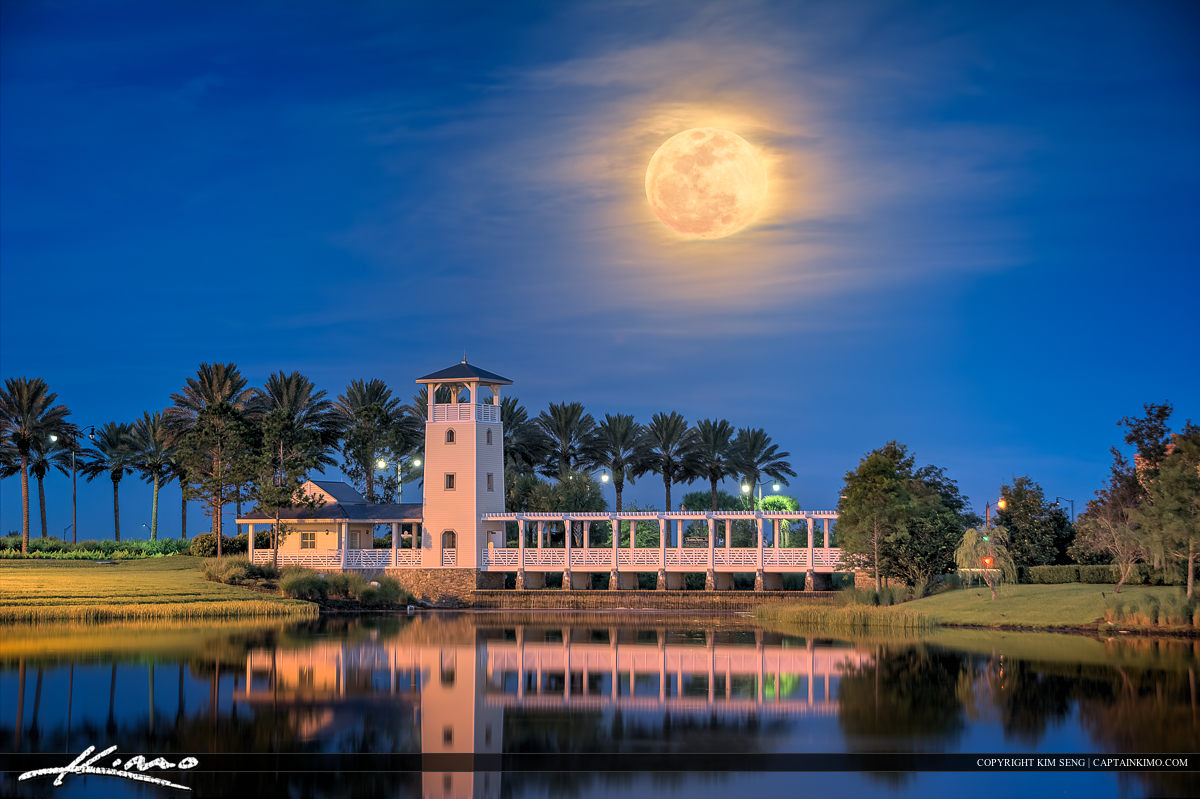 Super Moon Setting Over Tradition Tower Port St. Lucie Florida