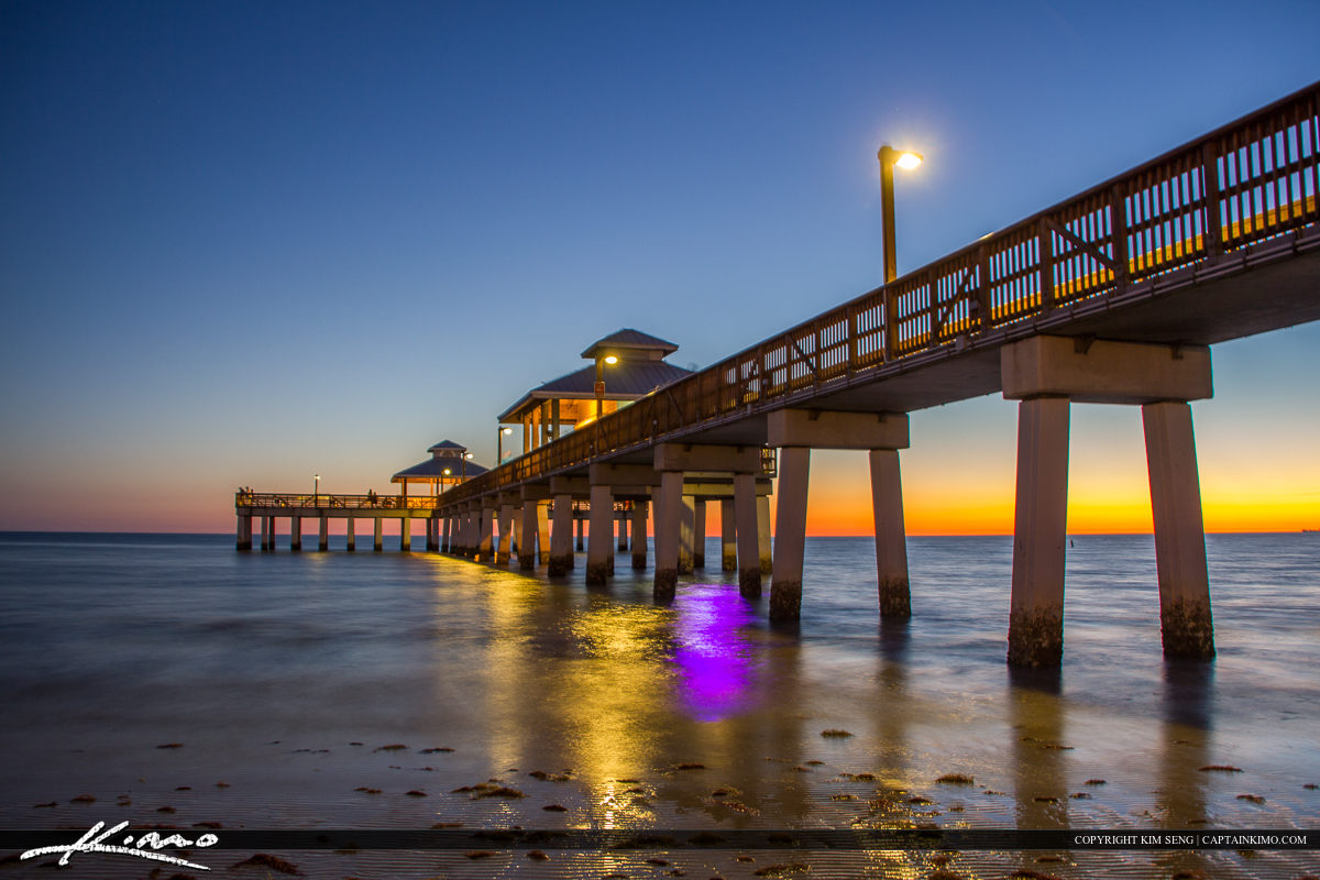 Fort Myers Beach Pier Florida After Sunset