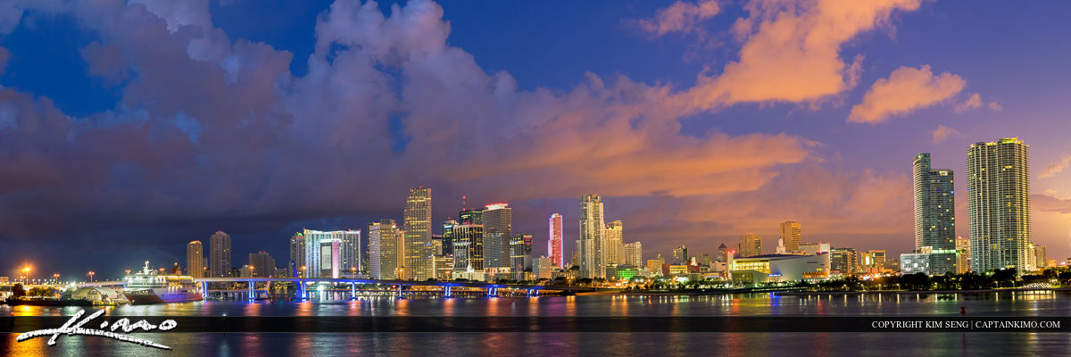 Miami Skyline Wide Panorama Downtown Cityscape