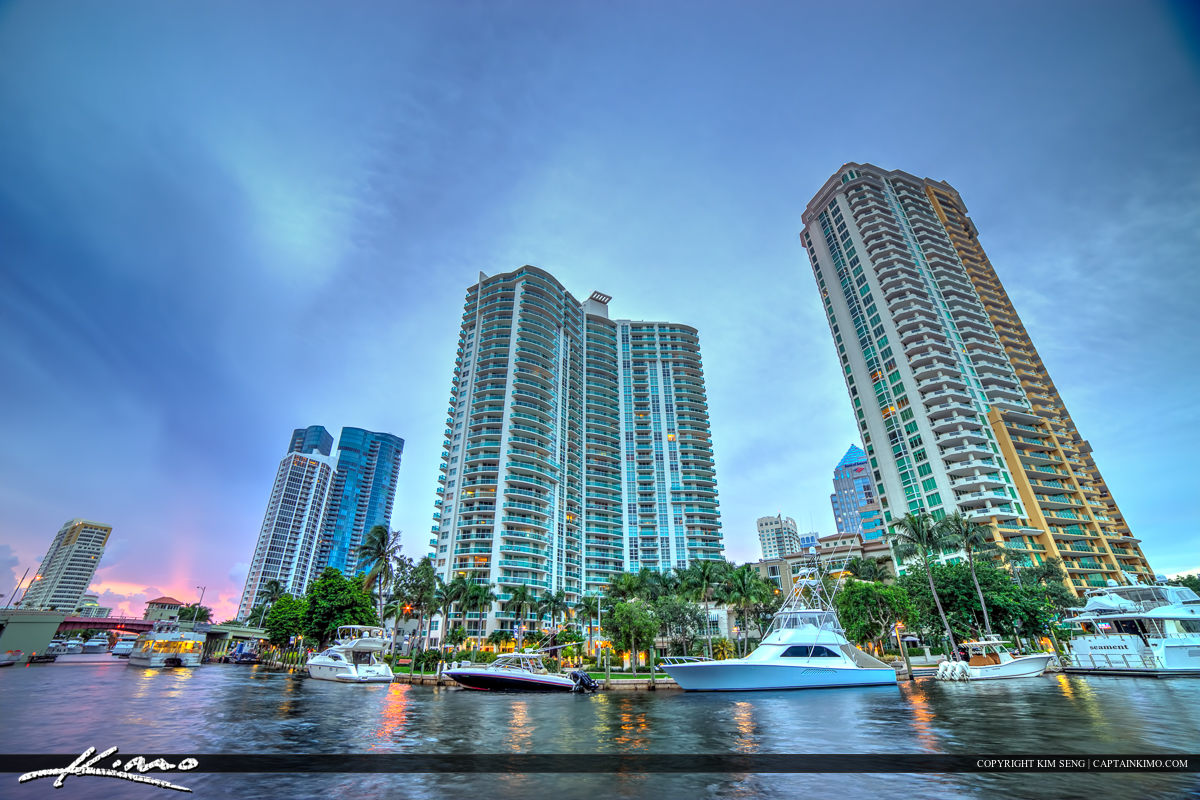 New River at the Fort Lauderdale Riverwalk Condo City Skyline