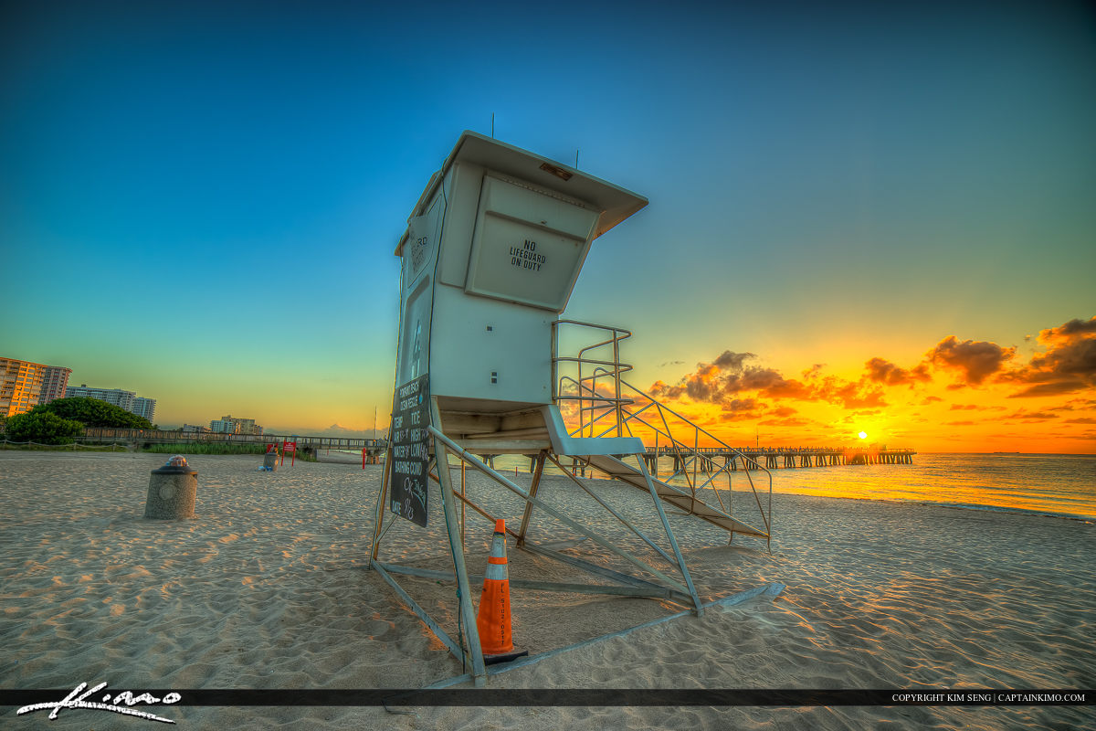 Pompano Beach Pier Broward County Florida Lifeguard Tower