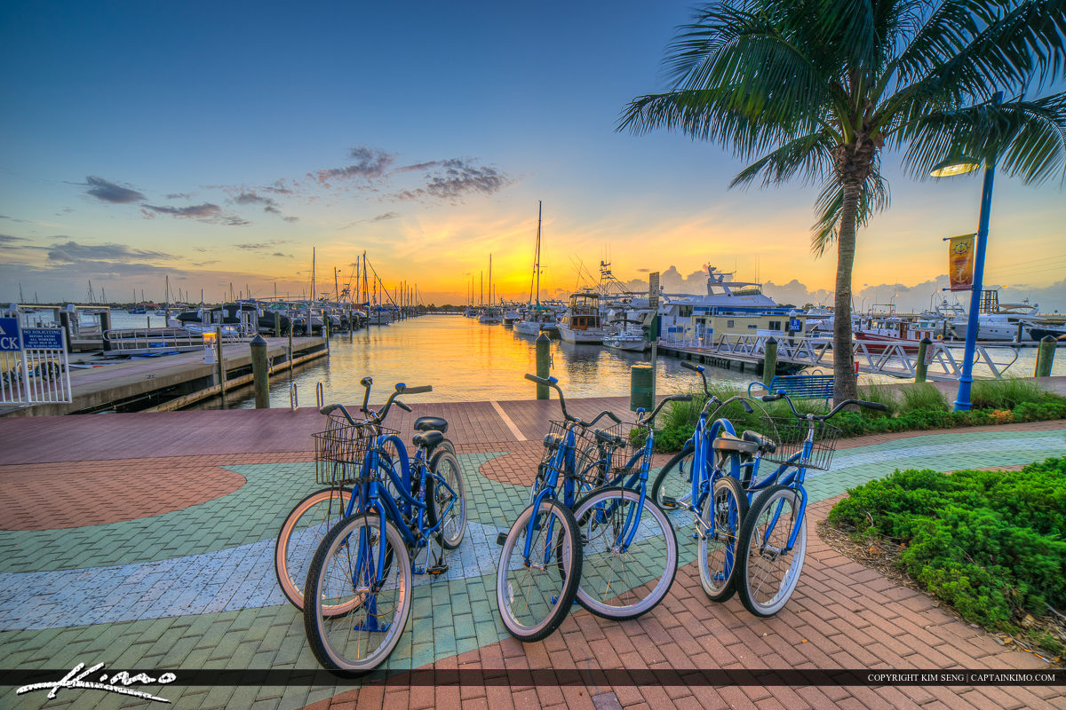 Stuart Florida Sunset with Bicycle at Marina