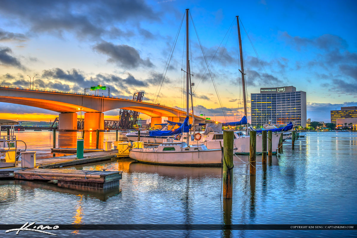 Jacksonville Florida Boats at Marina Acosta Bridge