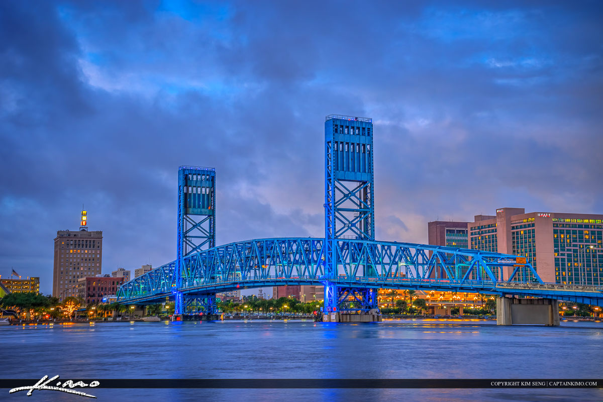 Jacksonville Skyline Florida Main Street Bridge Night