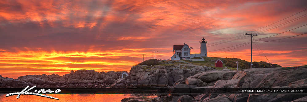 Nubble Lighthouse Cape Neddick Maine Explosive Sunrise
