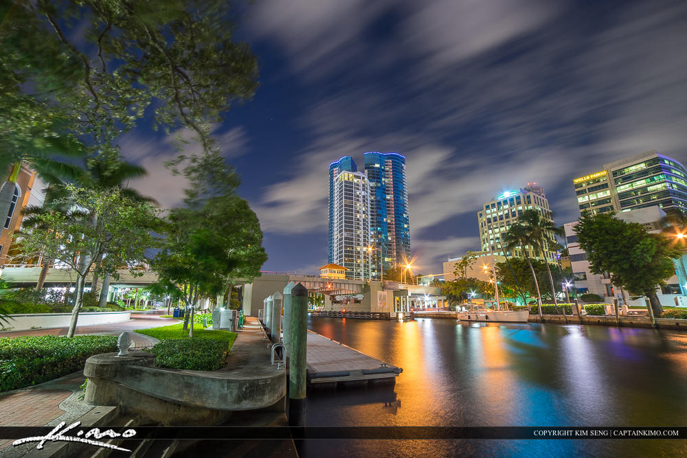 Fort Lauderdale Downtown City at New River along the Riverwalk