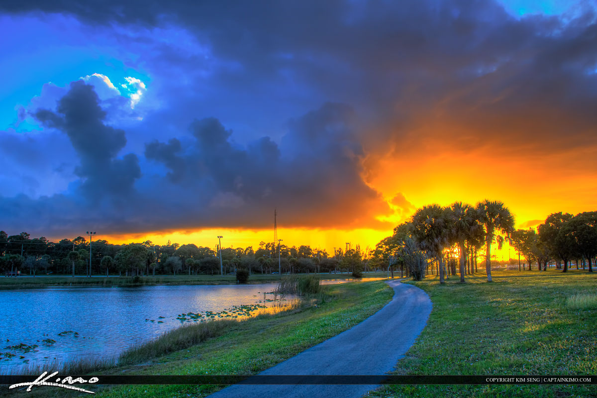 Okeeheelee Park Sunset at Lake Greenacres Florida Running Trail