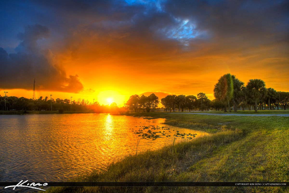 Okeeheelee Park Sunset at Lake Greenacres Florida Warm Colors