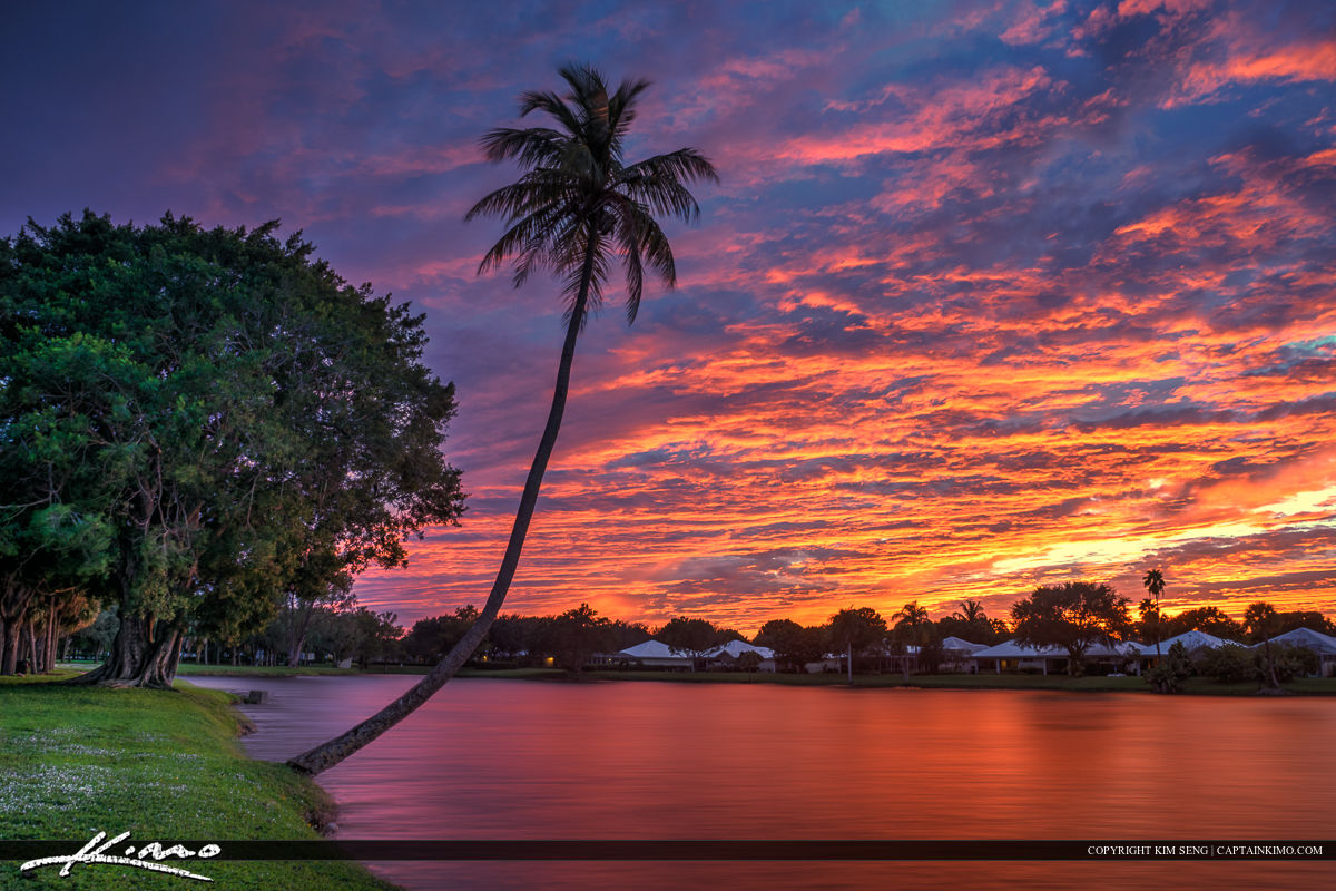 Super Colorful Sunset Over Palm Beach Gardens Florida